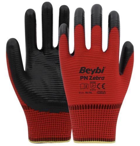 BEYBİ PN 5 ZEBRA ELDİVEN NO:10  KIRMIZI - SİYAH